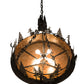Meyda Lighting Wildlife at Dusk 34" 4-Light Textured Black Inverted Pendant Light With Amber Mica Shade Glass