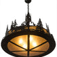 Meyda Lighting Wildlife at Dusk 34" 4-Light Textured Black Inverted Pendant Light With Amber Mica Shade Glass