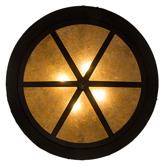 Meyda Lighting Wildlife at Dusk 34" 4-Light Textured Black Inverted Pendant Light With Amber Mica Shade Glass