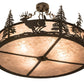 Meyda Lighting Wildlife at Dusk 36" 4-Light Oil Rubbed Bronze Semi-flush Mount Light With Silver Mica Shade Glass