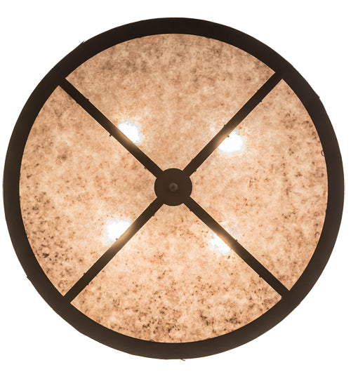 Meyda Lighting Wildlife at Dusk 36" 4-Light Oil Rubbed Bronze Semi-flush Mount Light With Silver Mica Shade Glass