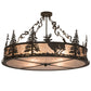 Meyda Lighting Wildlife at Dusk 36" 4-Light Oil Rubbed Bronze Semi-flush Mount Light With Silver Mica Shade Glass