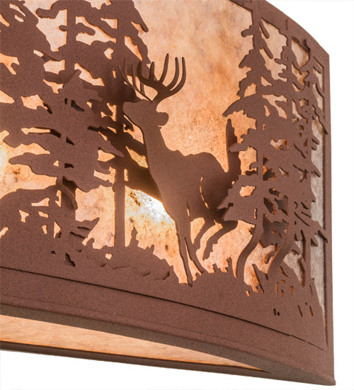 Meyda Lighting Wildlife at Dusk 36" 4-Light Rust Wall Sconce With Silver Mica Shade Glass