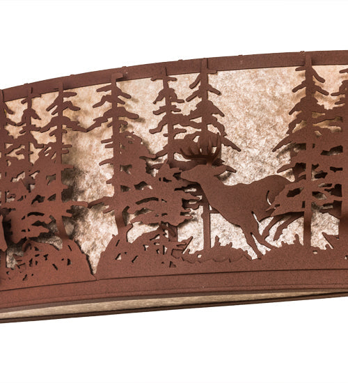 Meyda Lighting Wildlife at Dusk 36" 4-Light Rust Wall Sconce With Silver Mica Shade Glass
