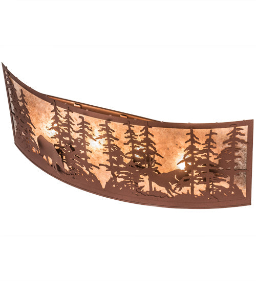 Meyda Lighting Wildlife at Dusk 36" 4-Light Rust Wall Sconce With Silver Mica Shade Glass