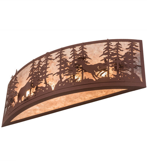 Meyda Lighting Wildlife at Dusk 36" 4-Light Rust Wall Sconce With Silver Mica Shade Glass