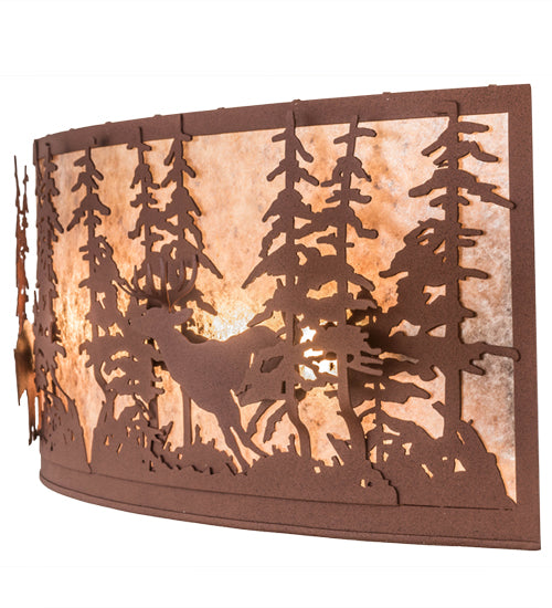 Meyda Lighting Wildlife at Dusk 36" 4-Light Rust Wall Sconce With Silver Mica Shade Glass