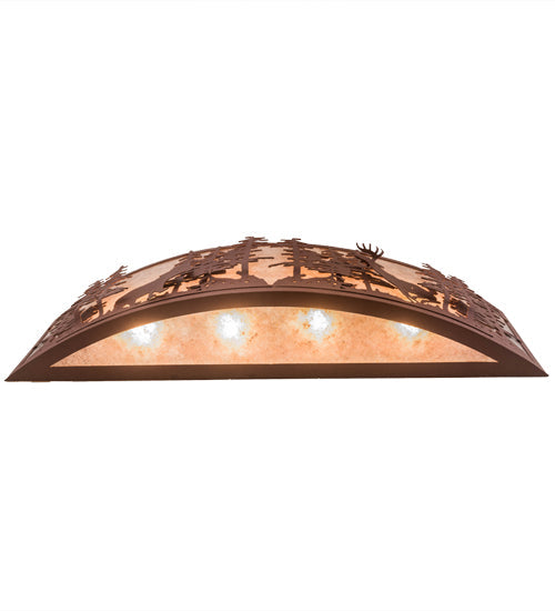 Meyda Lighting Wildlife at Dusk 36" 4-Light Rust Wall Sconce With Silver Mica Shade Glass