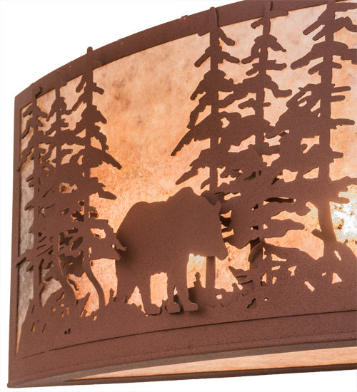 Meyda Lighting Wildlife at Dusk 36" 4-Light Rust Wall Sconce With Silver Mica Shade Glass