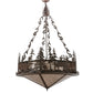Meyda Lighting Wildlife at Dusk 38" 4-Light Cafe Noir Inverted Pendant Light With Silver Mica Shade Glass