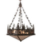 Meyda Lighting Wildlife at Dusk 38" 4-Light Cafe Noir Inverted Pendant Light With Silver Mica Shade Glass