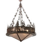 Meyda Lighting Wildlife at Dusk 38" 4-Light Cafe Noir Inverted Pendant Light With Silver Mica Shade Glass