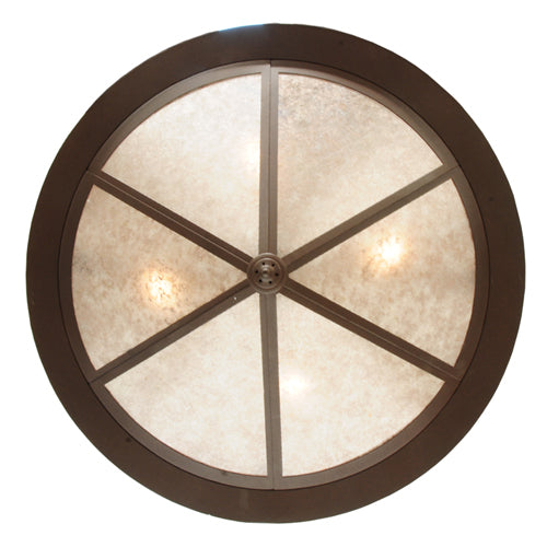 Meyda Lighting Wildlife at Dusk 38" 4-Light Cafe Noir Inverted Pendant Light With Silver Mica Shade Glass