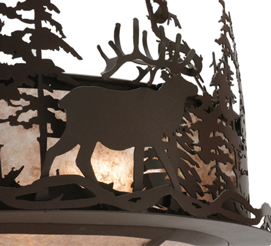 Meyda Lighting Wildlife at Dusk 38" 4-Light Cafe Noir Inverted Pendant Light With Silver Mica Shade Glass