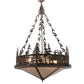 Meyda Lighting Wildlife at Dusk 38" 4-Light Cafe Noir Inverted Pendant Light With Silver Mica Shade Glass
