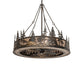 Meyda Lighting Wildlife at Dusk 56" 15-Light Light Burnished Antique Copper Chandelier With Silver Mica Shade Glass and Fan