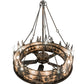 Meyda Lighting Wildlife at Dusk 56" 15-Light Light Burnished Antique Copper Chandelier With Silver Mica Shade Glass and Fan