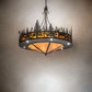 Meyda Lighting Wildlife at Dusk 62" 14-Light Dark Burnished Antique Copper Inverted Pendant Light With Amber Mica Shade Glass