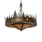 Meyda Lighting Wildlife at Dusk 62" 14-Light Dark Burnished Antique Copper Inverted Pendant Light With Amber Mica Shade Glass