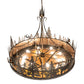Meyda Lighting Wildlife at Dusk 62" 14-Light Dark Burnished Antique Copper Inverted Pendant Light With Amber Mica Shade Glass
