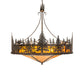 Meyda Lighting Wildlife at Dusk 62" 14-Light Dark Burnished Antique Copper Inverted Pendant Light With Amber Mica Shade Glass