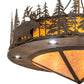 Meyda Lighting Wildlife at Dusk 62" 14-Light Dark Burnished Antique Copper Inverted Pendant Light With Amber Mica Shade Glass