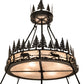 Meyda Lighting Wildlife at Dusk 72" 12-Light 2-Tier Textured Black Pendant Light With Silver Mica Shade Glass