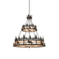 Meyda Lighting Wildlife at Dusk 72" 12-Light 2-Tier Textured Black Pendant Light With Silver Mica Shade Glass