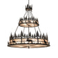 Meyda Lighting Wildlife at Dusk 72" 12-Light 2-Tier Textured Black Pendant Light With Silver Mica Shade Glass