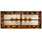 Meyda Lighting Wildlife at Dusk 81" 12-Light Textured Black Flush Mount Light With Amber and Silver Mica Shade Glass