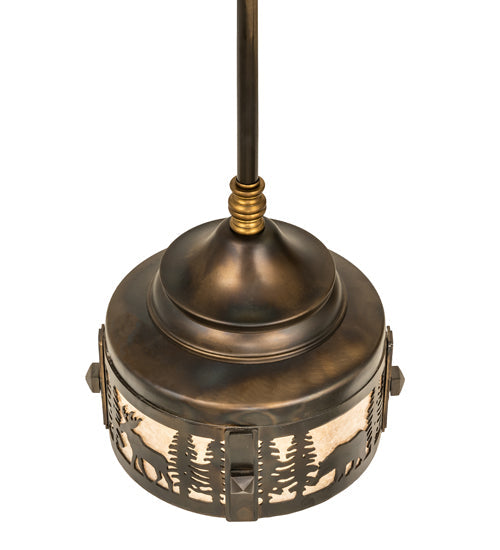 Meyda Lighting Wildlife at Dusk 9" Light Burnished Antique Copper Mini Pendant Light With Silver Mica Shade Glass