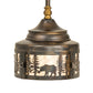 Meyda Lighting Wildlife at Dusk 9" Light Burnished Antique Copper Mini Pendant Light With Silver Mica Shade Glass