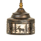 Meyda Lighting Wildlife at Dusk 9" Light Burnished Antique Copper Mini Pendant Light With Silver Mica Shade Glass