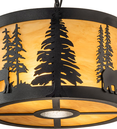 Meyda Lighting Wildlife at Pine Lake 10" 3-Light Textured Black Pendant Light With Ambra Siena Idalight Shade