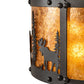 Meyda Lighting Wildlife at Pine Lake 14" 2-Light Old Wrought Iron Wall Sconce With Amber Mica Shade Glass