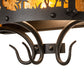 Meyda Lighting Wildlife at Pine Lake 14" 2-Light Old Wrought Iron Wall Sconce With Amber Mica Shade Glass
