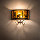 Meyda Lighting Wildlife at Pine Lake 14" 2-Light Old Wrought Iron Wall Sconce With Amber Mica Shade Glass