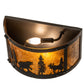 Meyda Lighting Wildlife at Pine Lake 14" 2-Light Old Wrought Iron Wall Sconce With Amber Mica Shade Glass