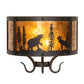 Meyda Lighting Wildlife at Pine Lake 14" 2-Light Old Wrought Iron Wall Sconce With Amber Mica Shade Glass