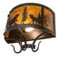 Meyda Lighting Wildlife at Pine Lake 14" 2-Light Old Wrought Iron Wall Sconce With Amber Mica Shade Glass
