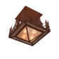 Meyda Lighting Wildlife at Pine Lake 33" 4-Light Rust Flush Mount Light With Silver Mica Shade Glass