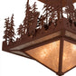Meyda Lighting Wildlife at Pine Lake 33" 4-Light Rust Flush Mount Light With Silver Mica Shade Glass