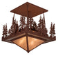 Meyda Lighting Wildlife at Pine Lake 33" 4-Light Rust Flush Mount Light With Silver Mica Shade Glass