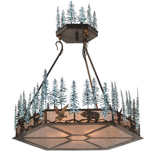 Meyda Lighting Wildlife at Pine Lake 37" 3-Light Antique Copper Inverted Pendant Light