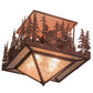 Meyda Lighting Wildlife at Pine Lake 37" 4-Light Rust Flush Mount Light With Silver Mica Shade Glass