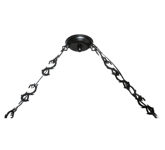 Meyda Lighting Wildlife at Pine Lake 48" 4-Light Textured Black Island Pendant Light With Silver Mica Shade Glass