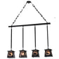Meyda Lighting Wildlife at Pine Lake 48" 4-Light Textured Black Island Pendant Light With Silver Mica Shade Glass