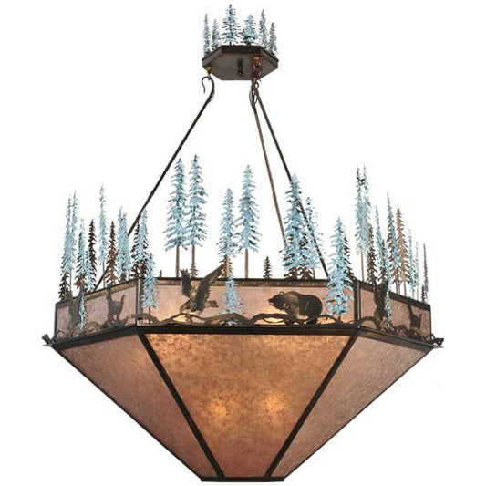Meyda Lighting Wildlife at Pine Lake 60" 9-Light Antique Copper Inverted Pendant Light