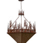 Meyda Lighting Wildlife at Pine Lake 60" 9-Light Rust Inverted Pendant Light With Silver Mica Shade Glass