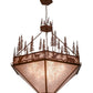 Meyda Lighting Wildlife at Pine Lake 60" 9-Light Rust Inverted Pendant Light With Silver Mica Shade Glass